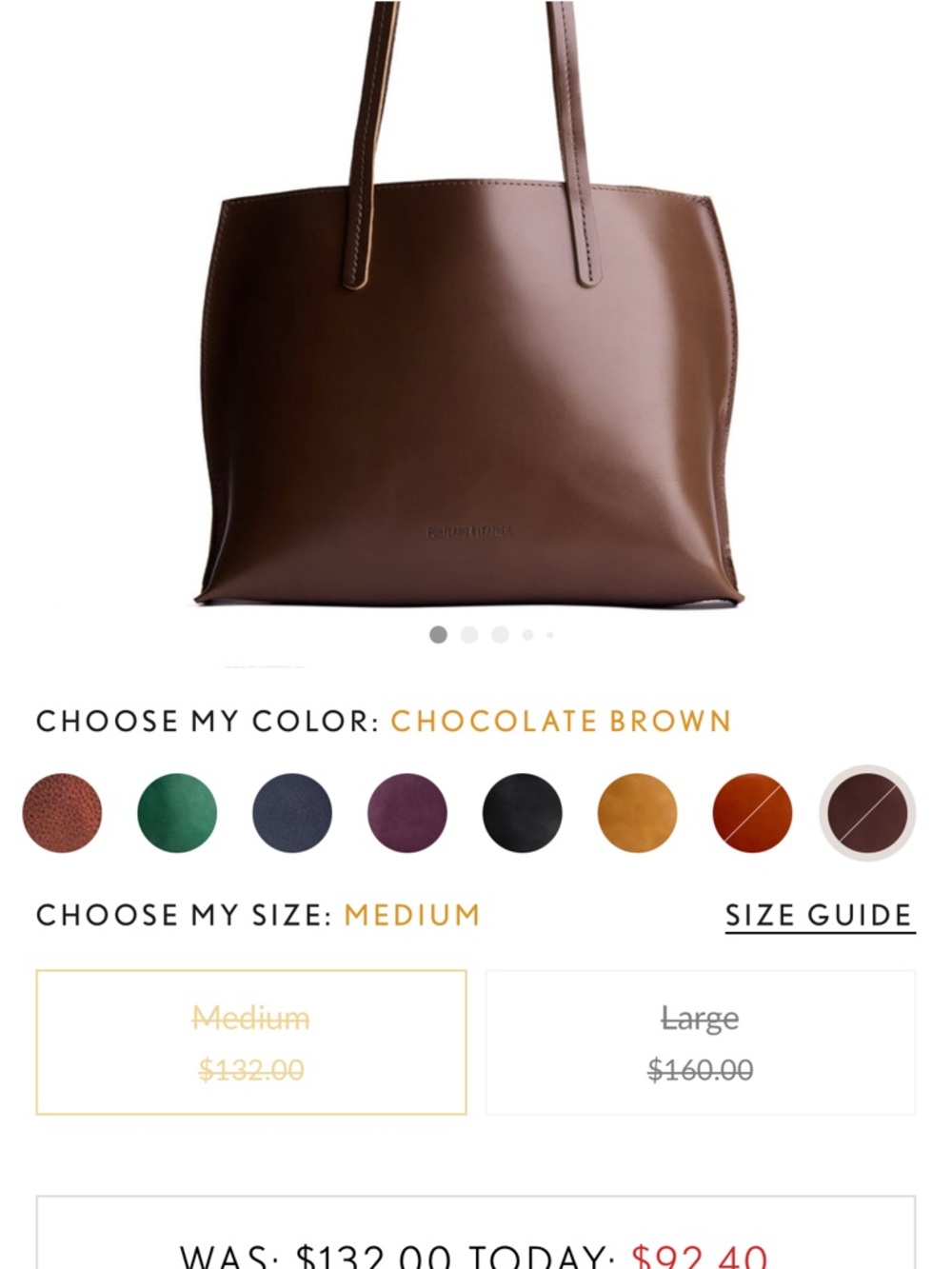 Portland Leather Goods August Tote Chocolate Brown - Picture 10 of 12